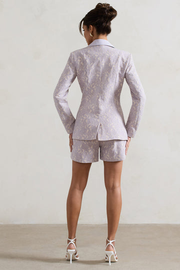 Florenza Mauve Lace High-Waist Tailored Shorts